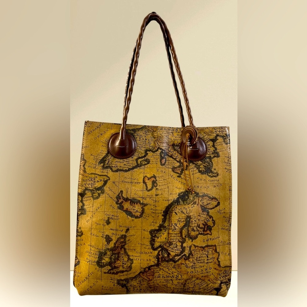 Patricia Nash Brown Map Print Tote